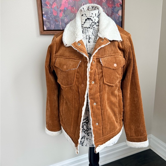 Grace & Lace Jackets & Blazers - Grace & Lace Tan Corduroy Jacket with Sherpa Lining